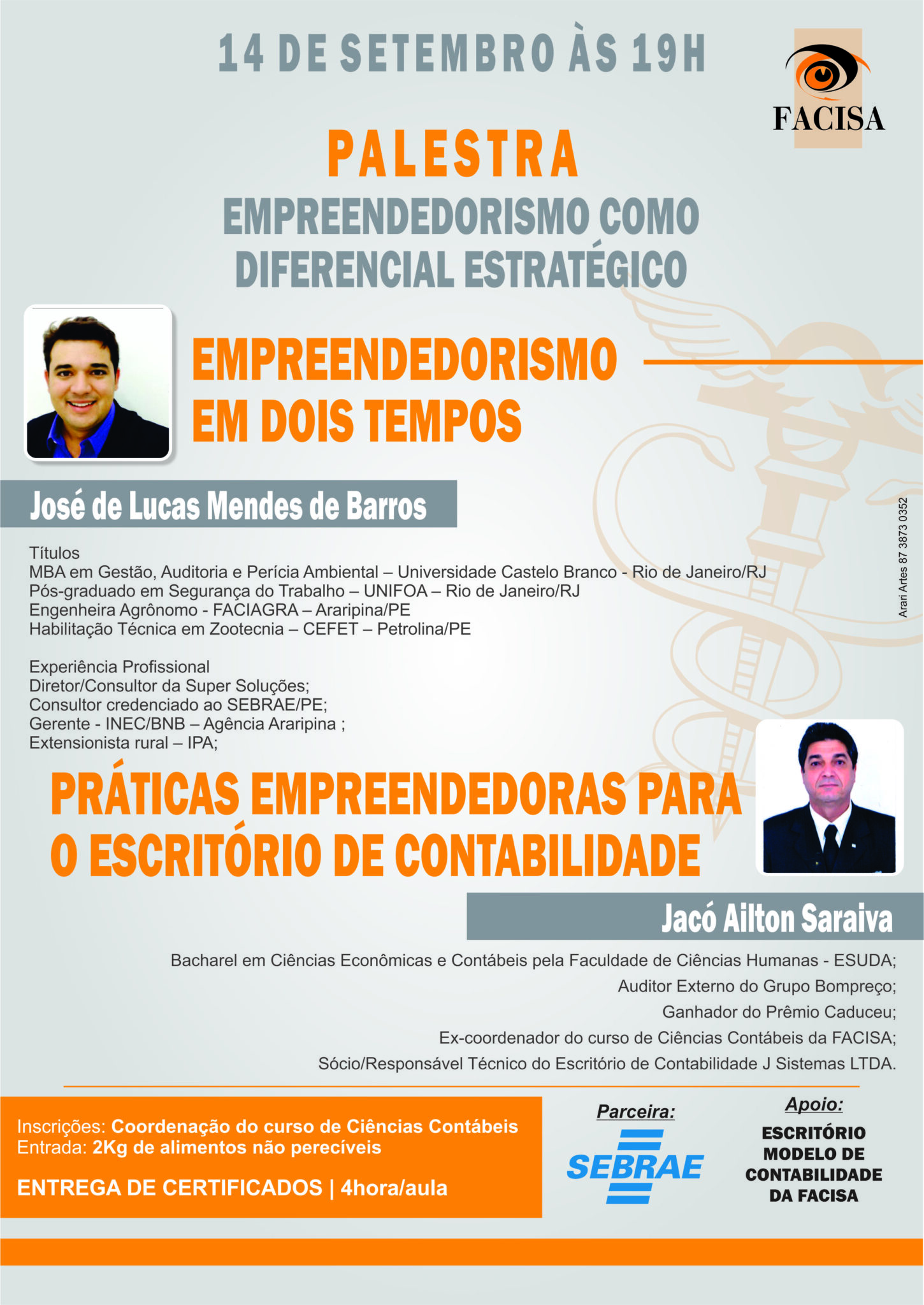 FACISA promove palestras para o curso de Contabilidade sobre Empreendedorismo como diferencial estratégico