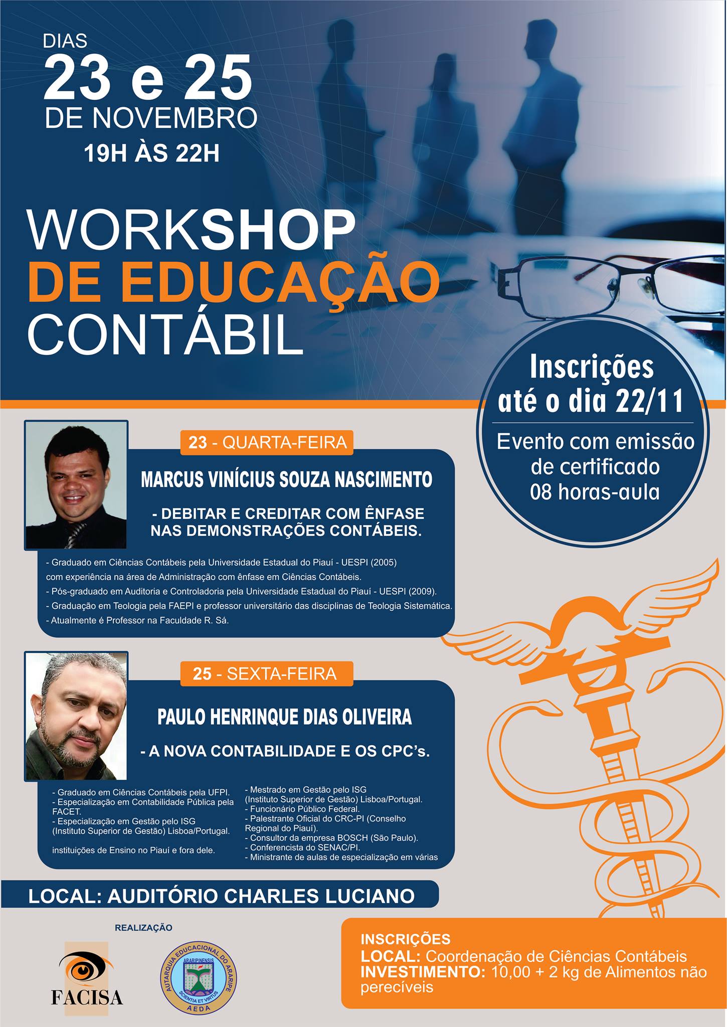 FACISA promove Workshop de Educação Contábil dias 23 e 25 de novembro