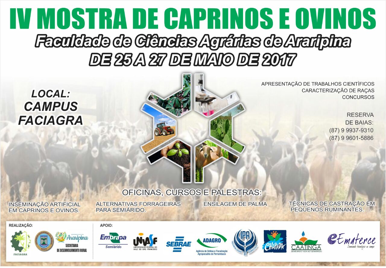 IV Mostra de Caprinos e Ovinos da Faciagra será realizada dias 25 a 27 de maio