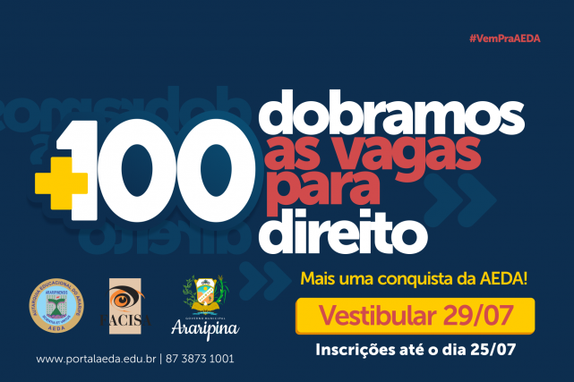 AEDA/Facisa oferecem 100 vagas para Direito no vestibular 2018.2