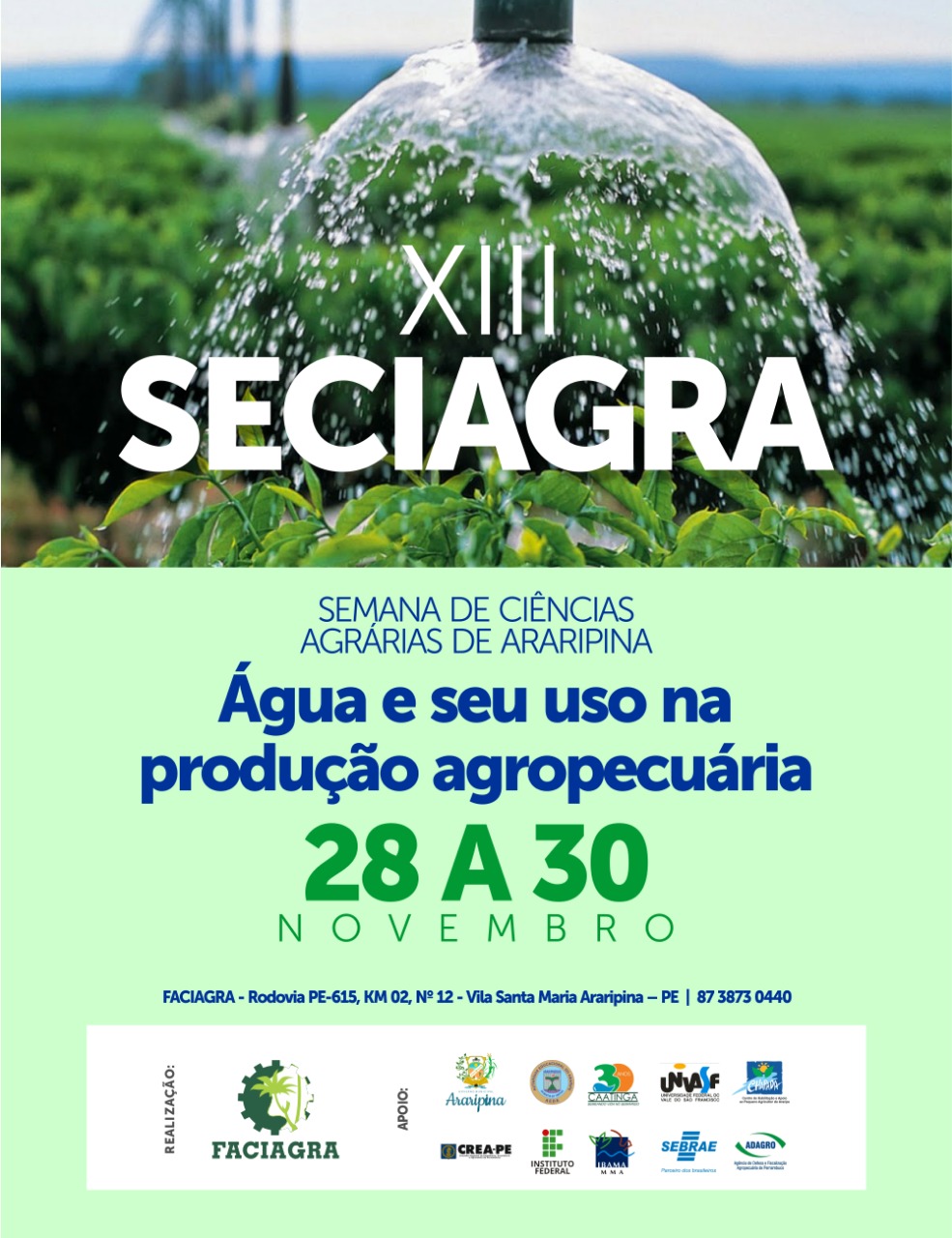 XIII edição da Semana de Ciências Agrárias da Faciagra debate a água e seu uso na produção agropecuária