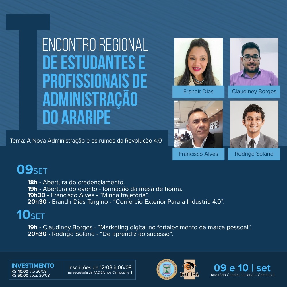 I Encontro Regional de Estudantes e Profissionais de Administração do Araripe acontecerá em setembro
