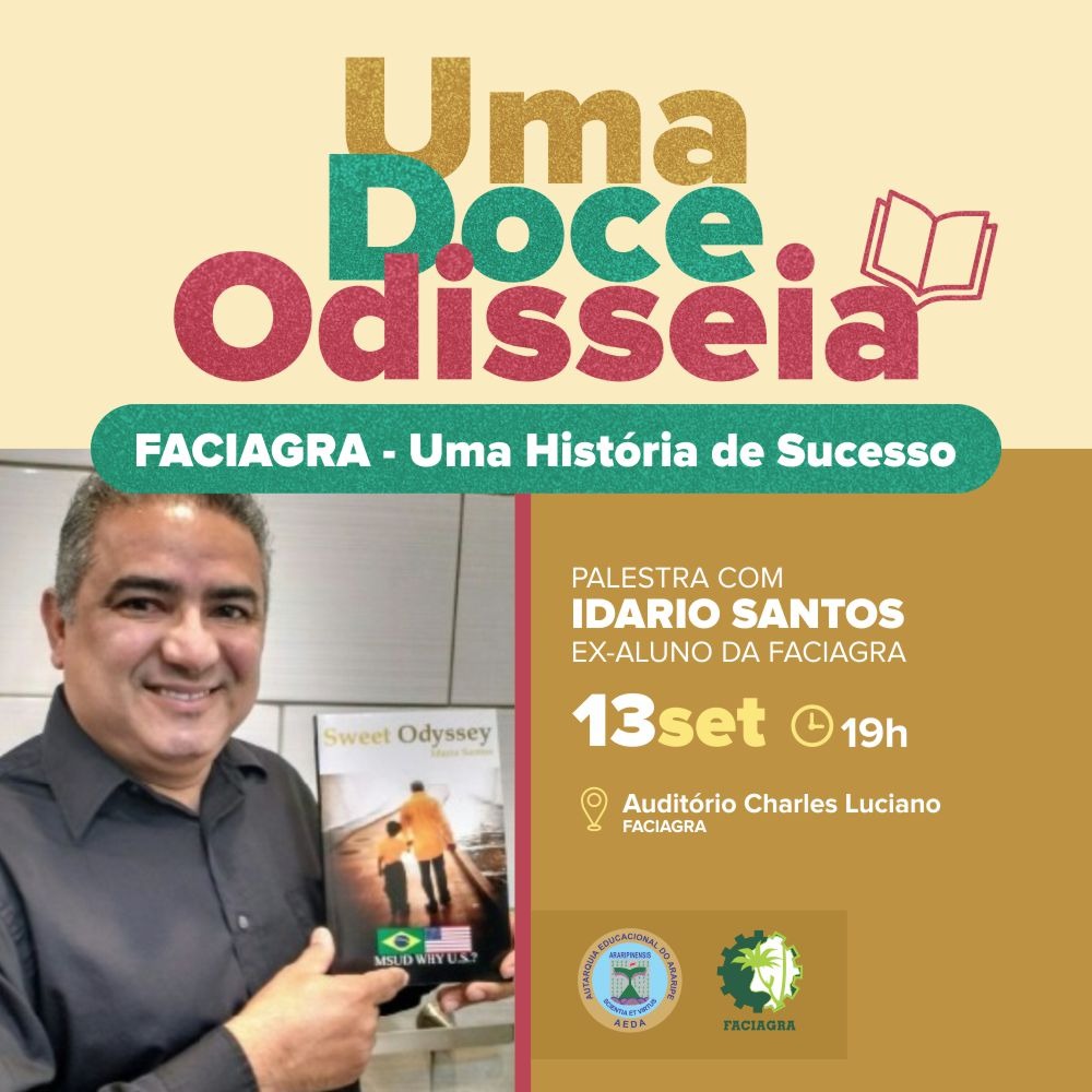 Ex-aluno da Faciagra dará palestra sobre sua trajetória nesta sexta-feira (13); evento será aberto ao público