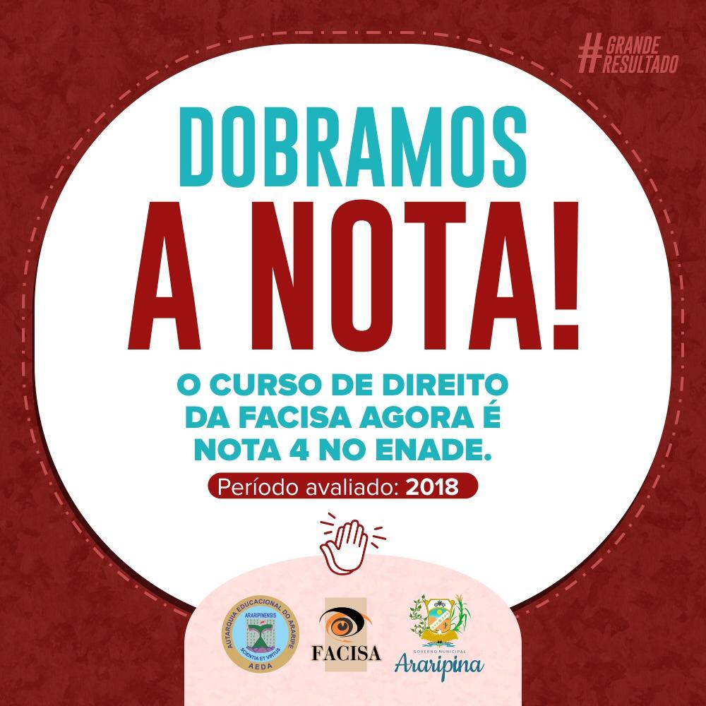 Curso de Direito da Facisa obtém nota 4 no Enade