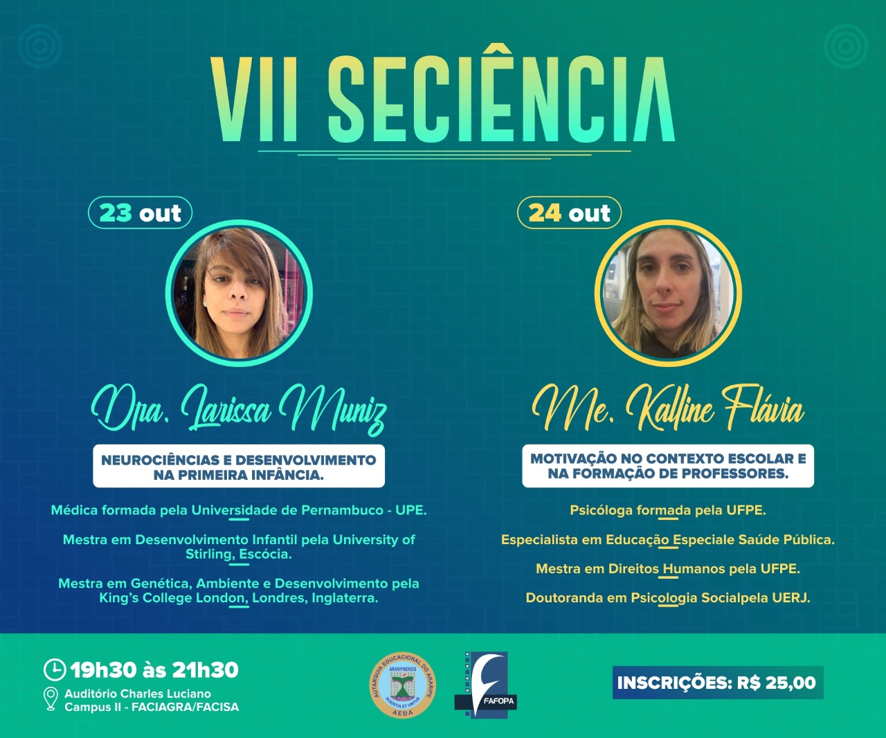 Fafopa abre inscrições para a VII SECIÊNCIA que será realizada nos dias 23 e 24 de outubro