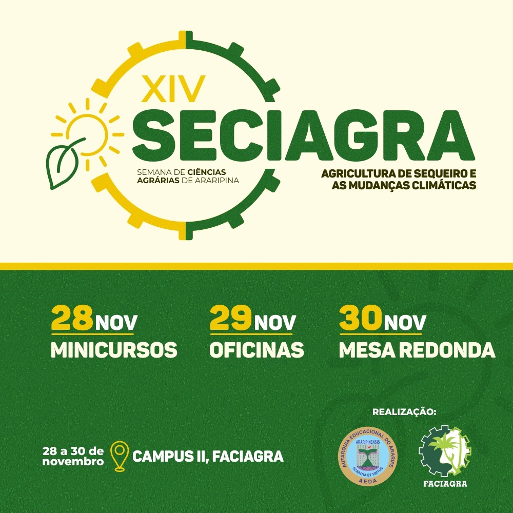 Confira a programação da XIV SECIAGRA que acontecerá nos dias 28, 29 e 30 de novembro