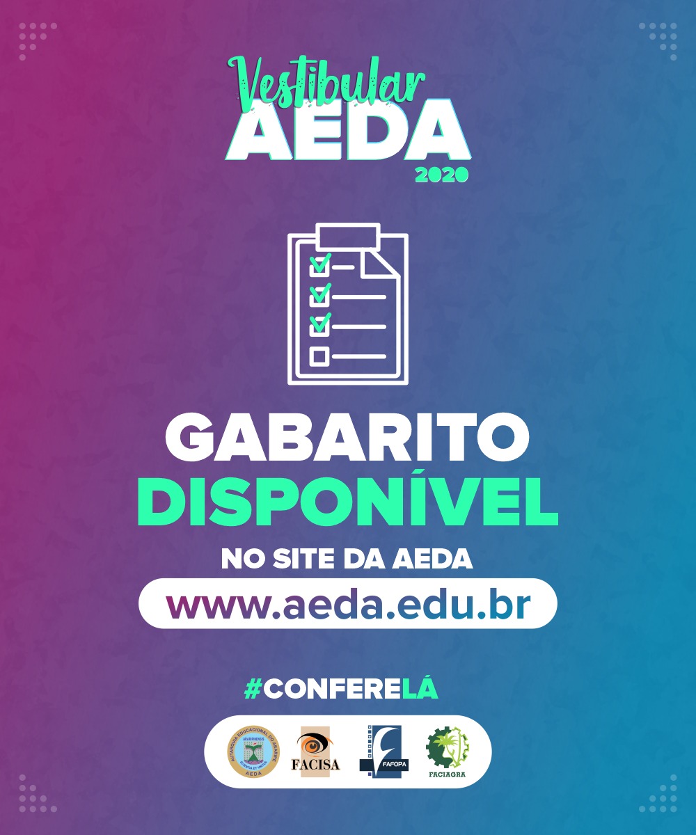 Gabarito oficial do Vestibular 2020