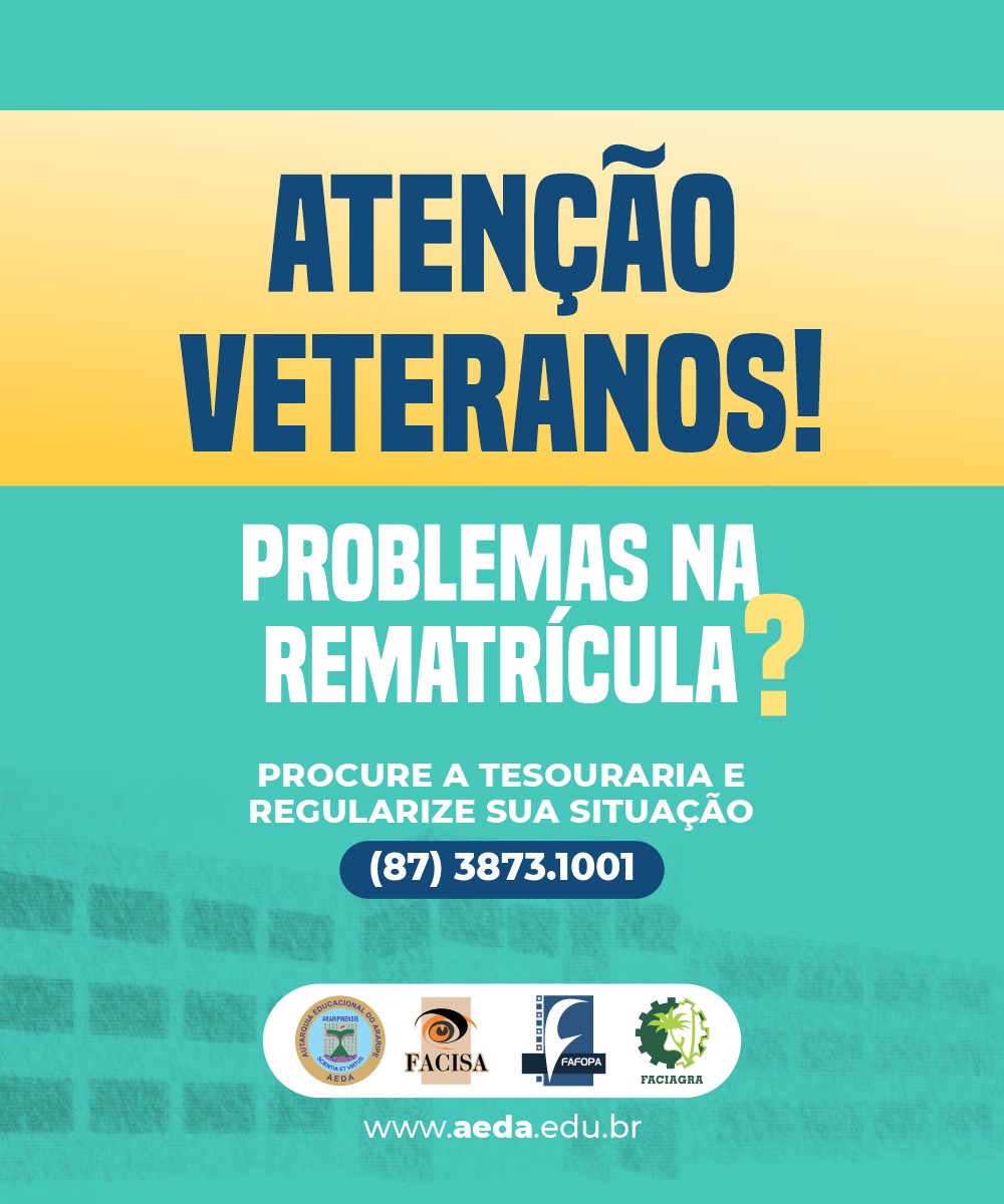 INFORMATIVO: Problemas na rematrícula? procure a Tesouraria e regularize sua situação