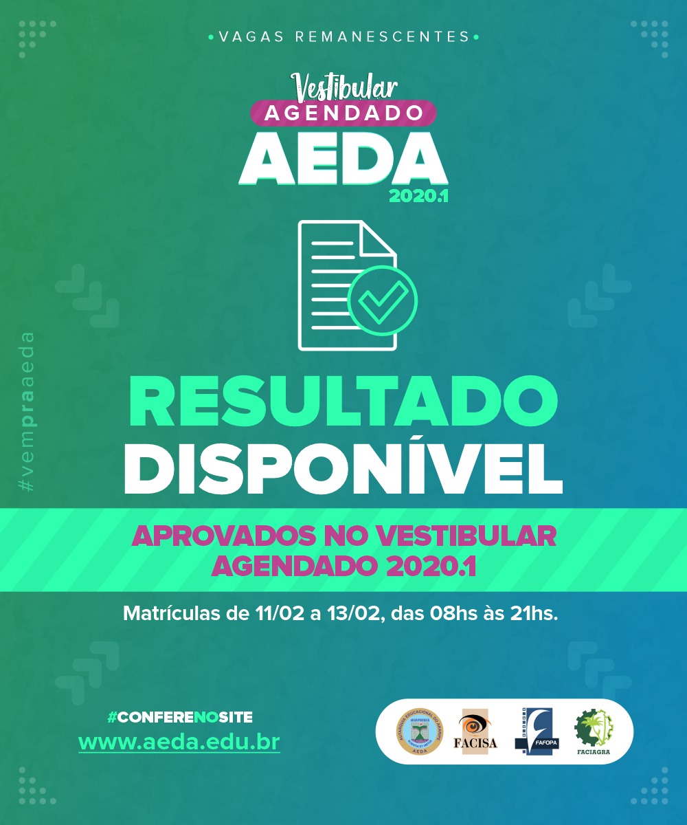 Divulgado a lista dos aprovados no Vestibular Agendado 2020.1 ; confira