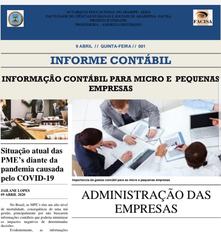 III Período do Curso de Ciências Contábeis elabora Informe Contábil para Micro e Pequenas Empresas; Confira