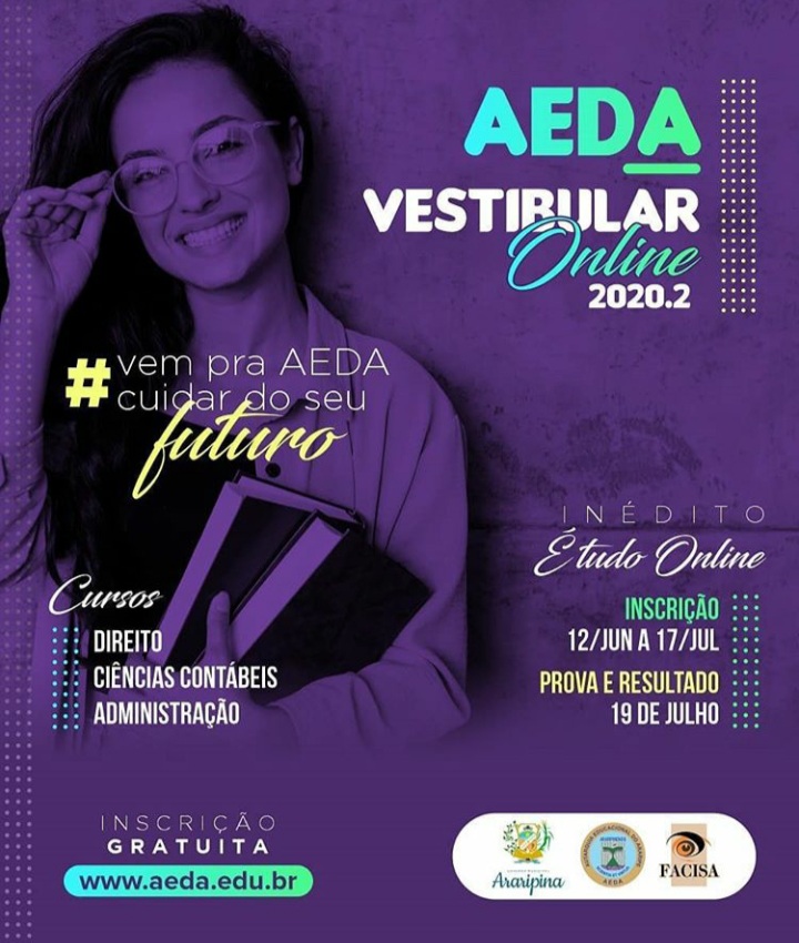 Aeda abre inscrições para o vestibular online 2020.2 em três cursos