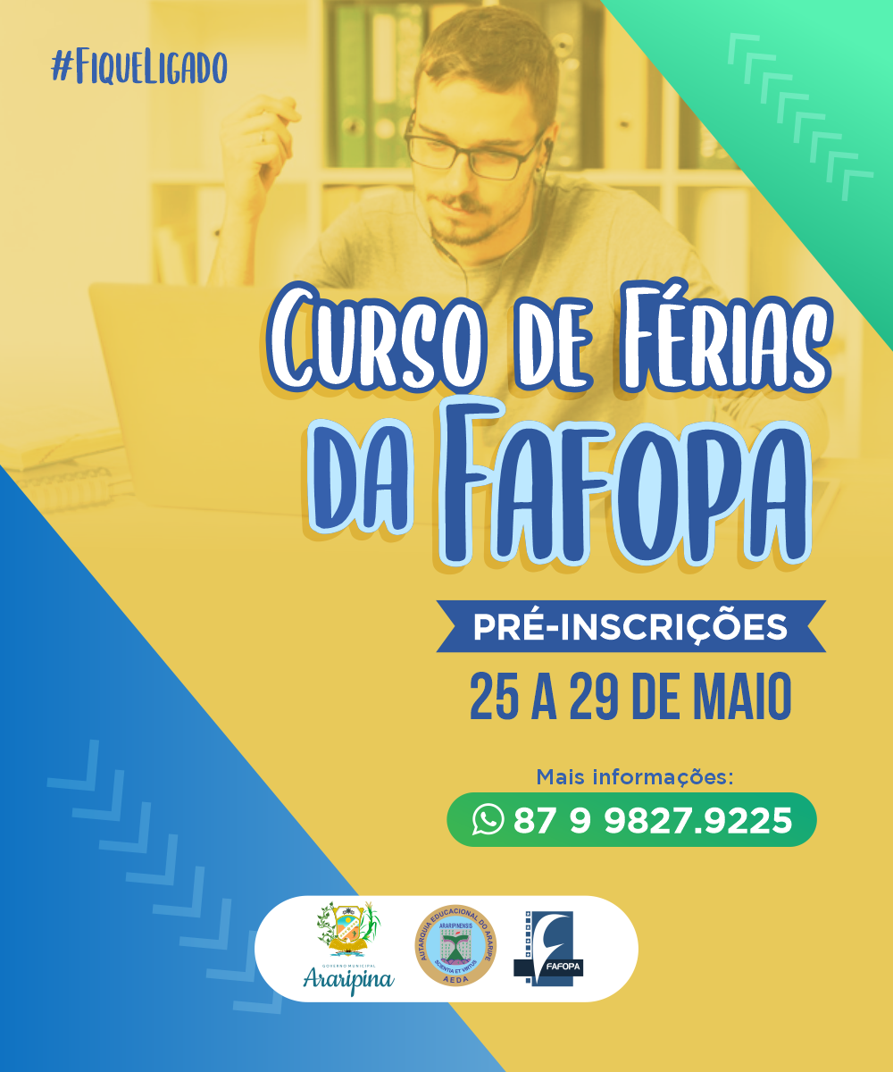 A FAFOPA está com pré-inscrições abertas para o curso de férias