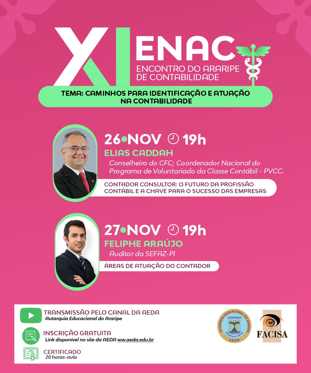 XI Encontro do Araripe de Contabilidade acontecerá nos dias 26 e 27 de novembro de forma on-line
