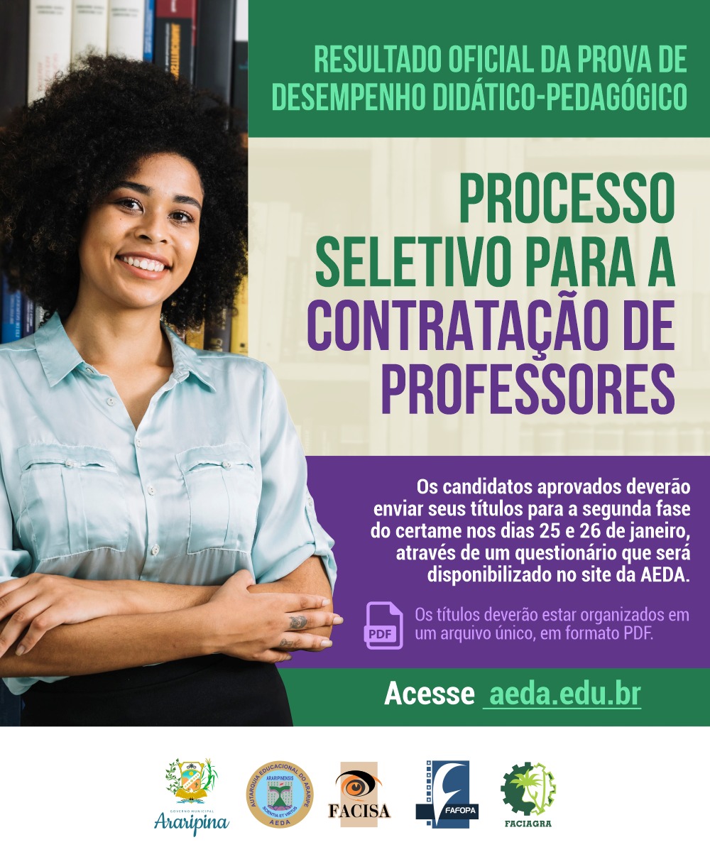 Seleção dos professores: Confira o resultado oficial da prova de desempenho didático-pedagógico