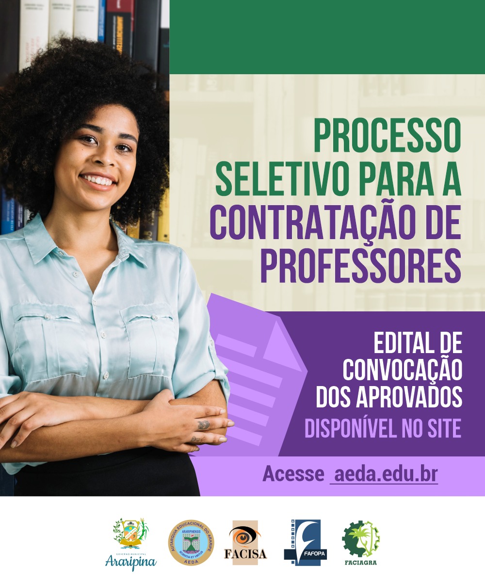 Divulgado o edital de convocação dos aprovados na Seleção Simplificada para contratação de professores da AEDA; confira