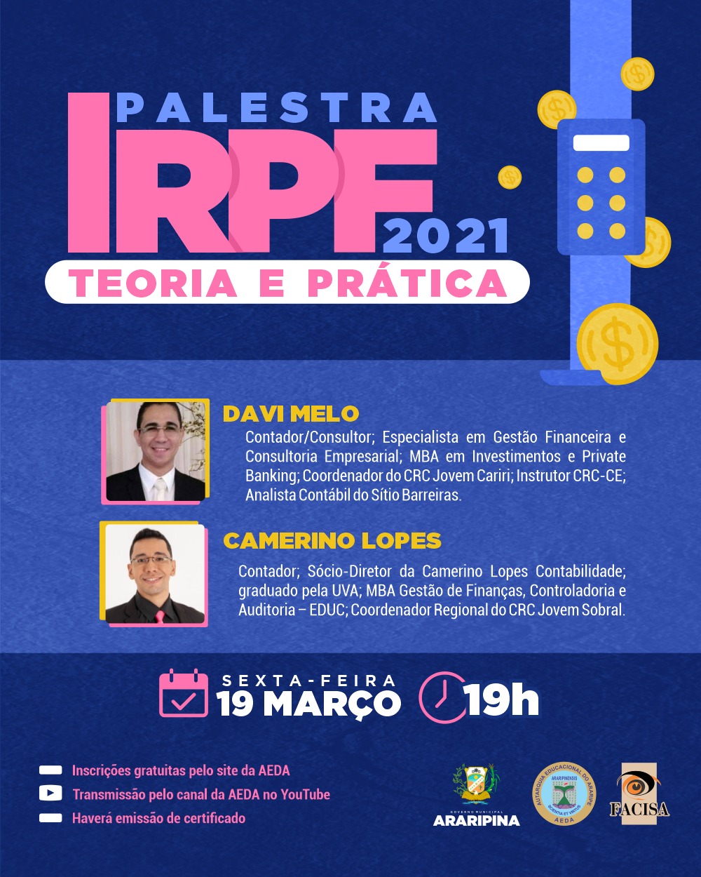 Curso de Ciências Contábeis da FACISA abre inscrições para a palestra “IRPF 2021 – Teoria e Prática”