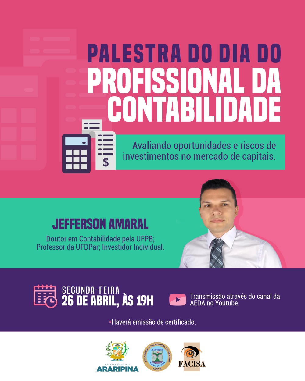 Curso de Ciências Contábeis da FACISA promoverá palestra em alusão ao dia do profissional da contabilidade