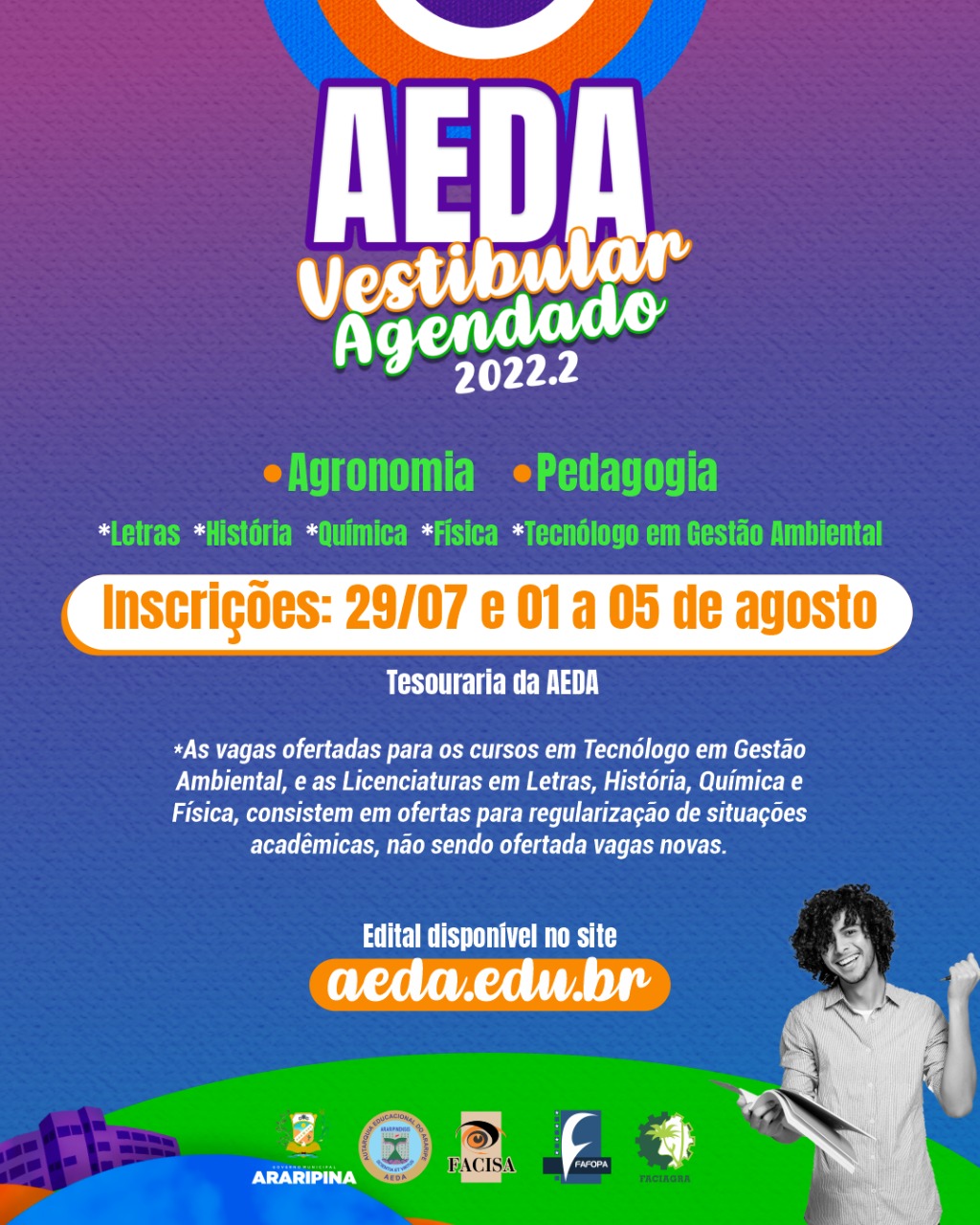 Confira o edital do vestibular agendado 2022.2