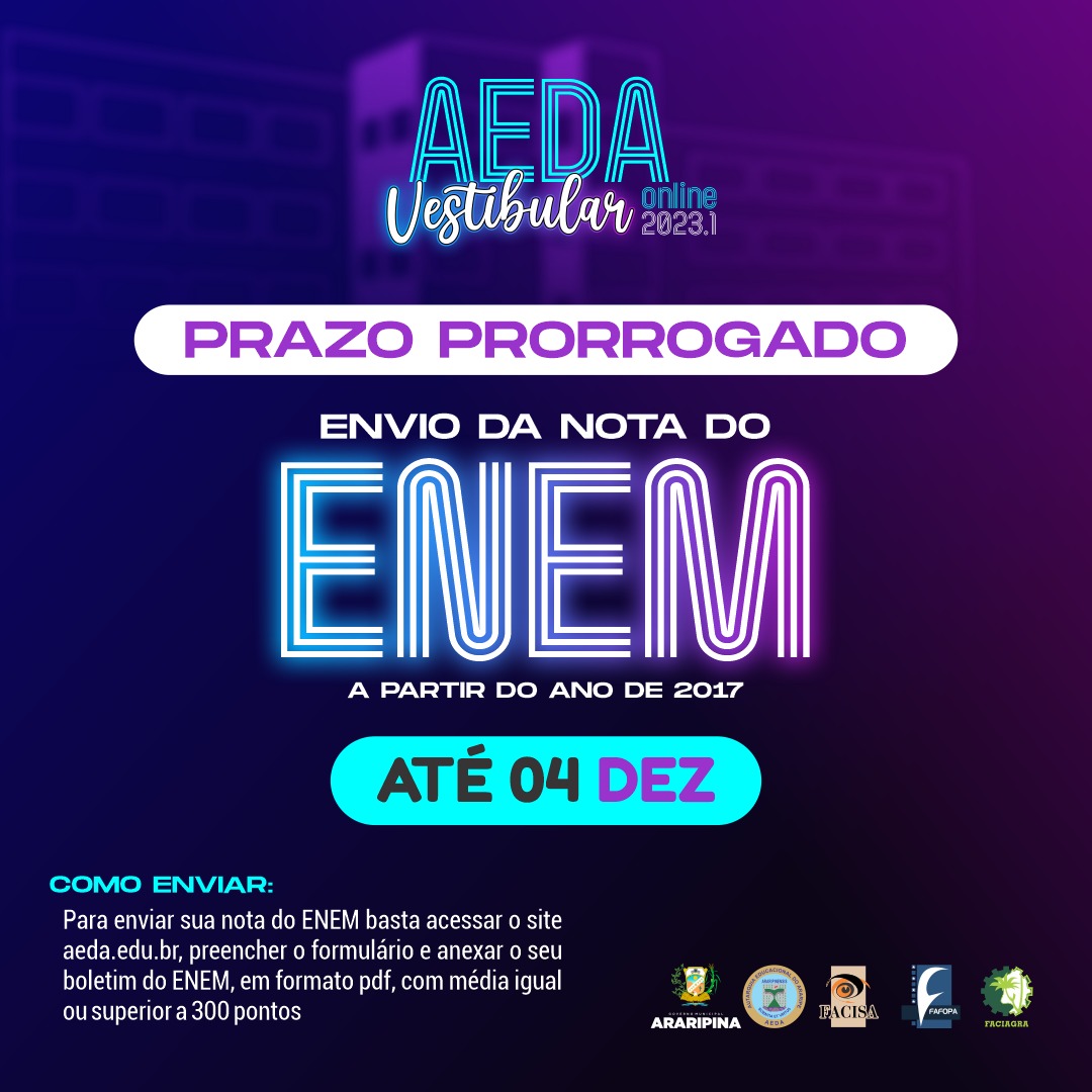 Retificação 01 Edital Vestibular 2023.1 – Prazo ENEM