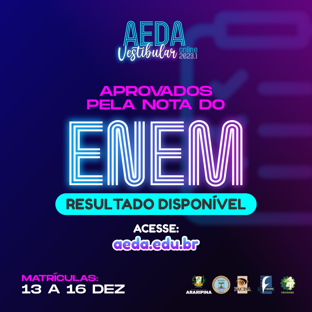 Resultado dos aprovados pela nota do Enem – vestibular 2023.1