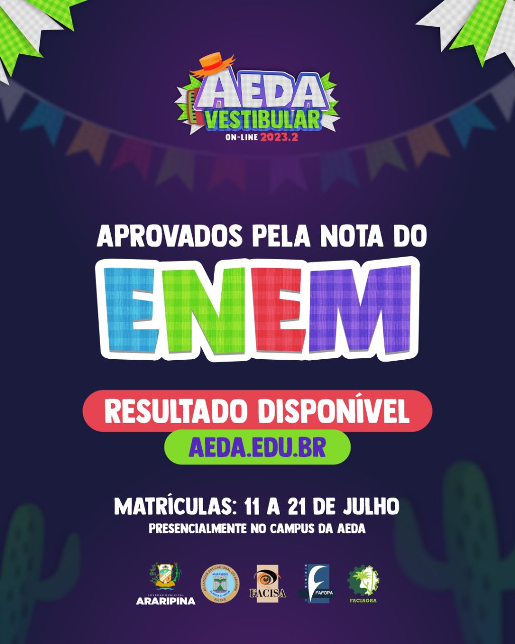 Lista dos aprovados pela nota do Enem – Vestibular 2023.2