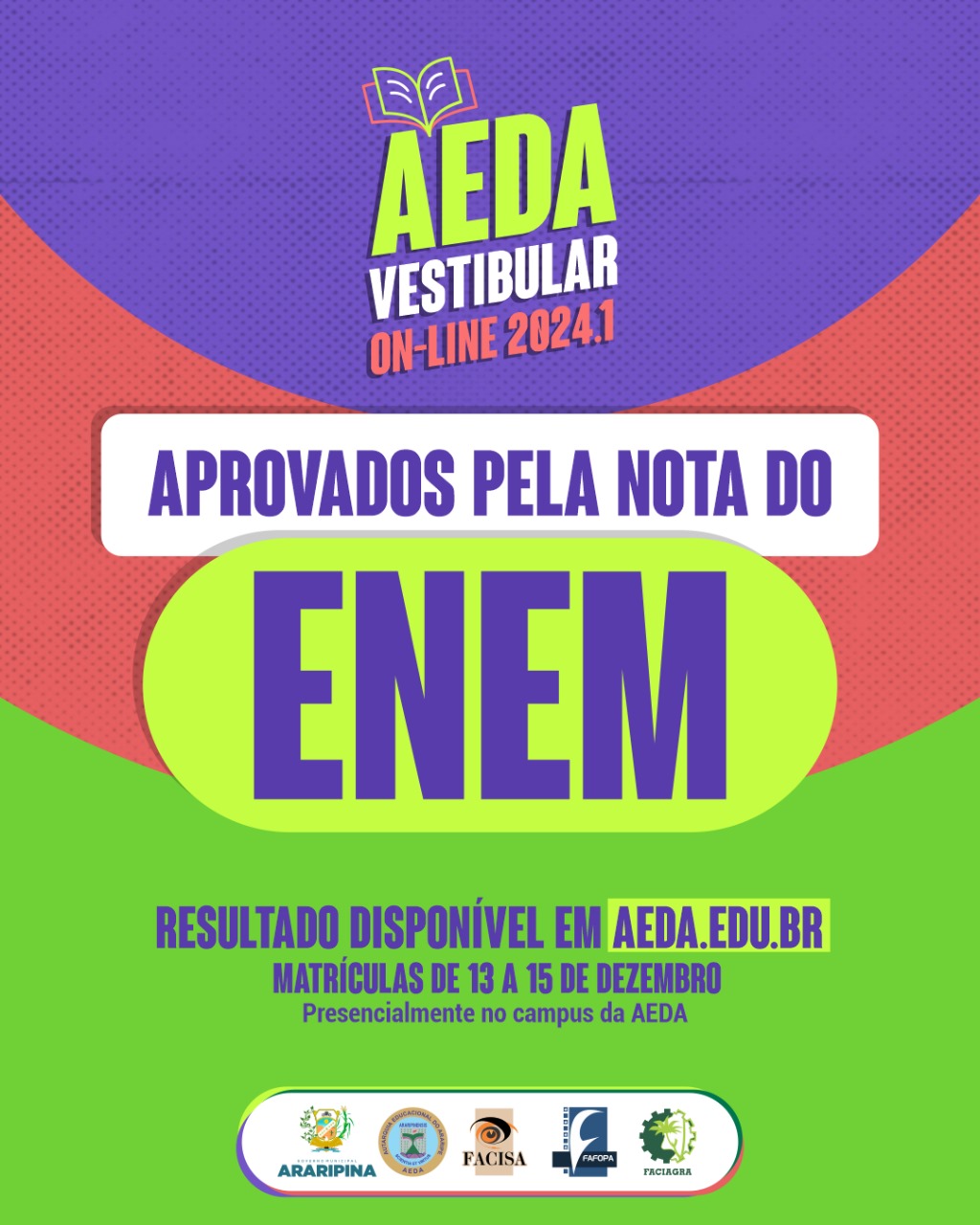 Lista dos aprovados pela nota do Enem – Vestibular 2024.1